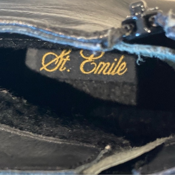 ST EMILE Sz 8  Leather Square Toe Chunky Sole Zipper Closure Ankle Booties Boots - Picture 8 of 12